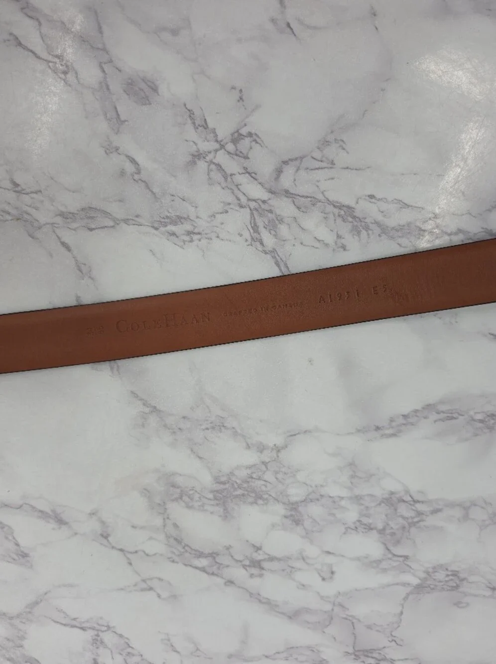 Cole Haan Men's Leather Belt in Deep Burgundy with Gold Tone Brass Buckle